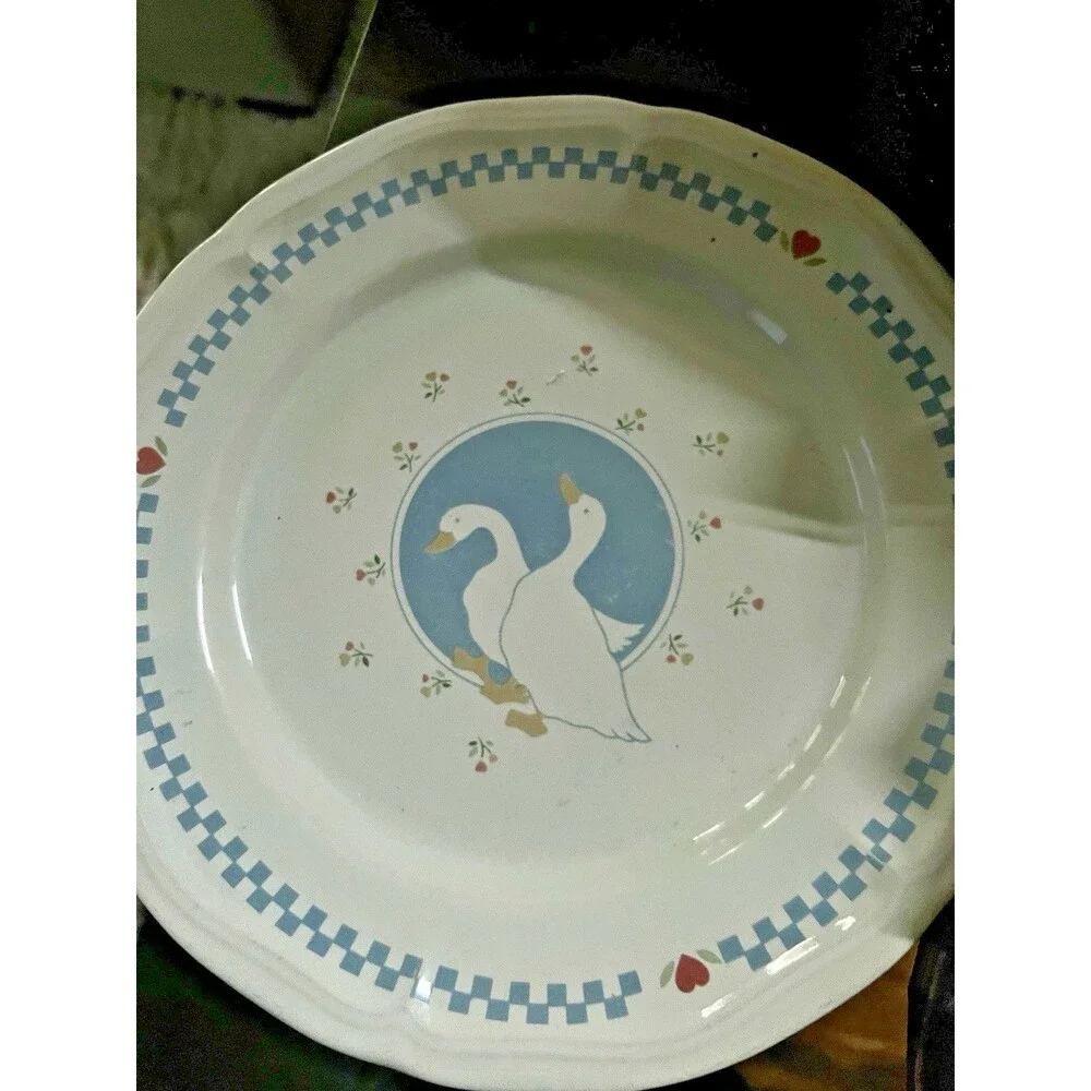 1980’s Moonlight Stoneware Heart Spun Geese plate cottagecore grannycore goose